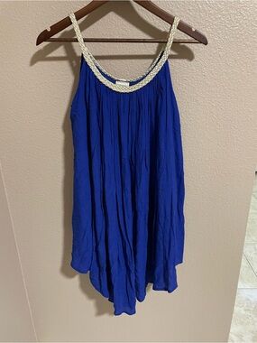 Sand & Spirit Royal Blue Braided-Strap Women's Tank Top Tunic Dress